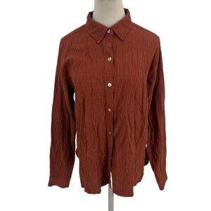 CHICO’S DESIGN Orange Long Sleeve Button Up Shirt Size 8 (1 CHICO’s) Women’s